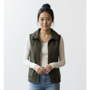 CHRISTOPHER & BANKS Zip Front Utility Vest, Women’s M, Green